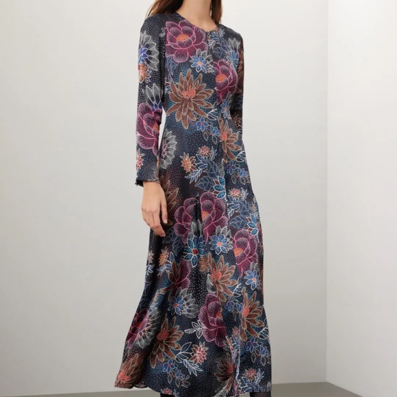 FARM RIO Blue Floral Maxi Dress - Size Small - Picture 1 of 5